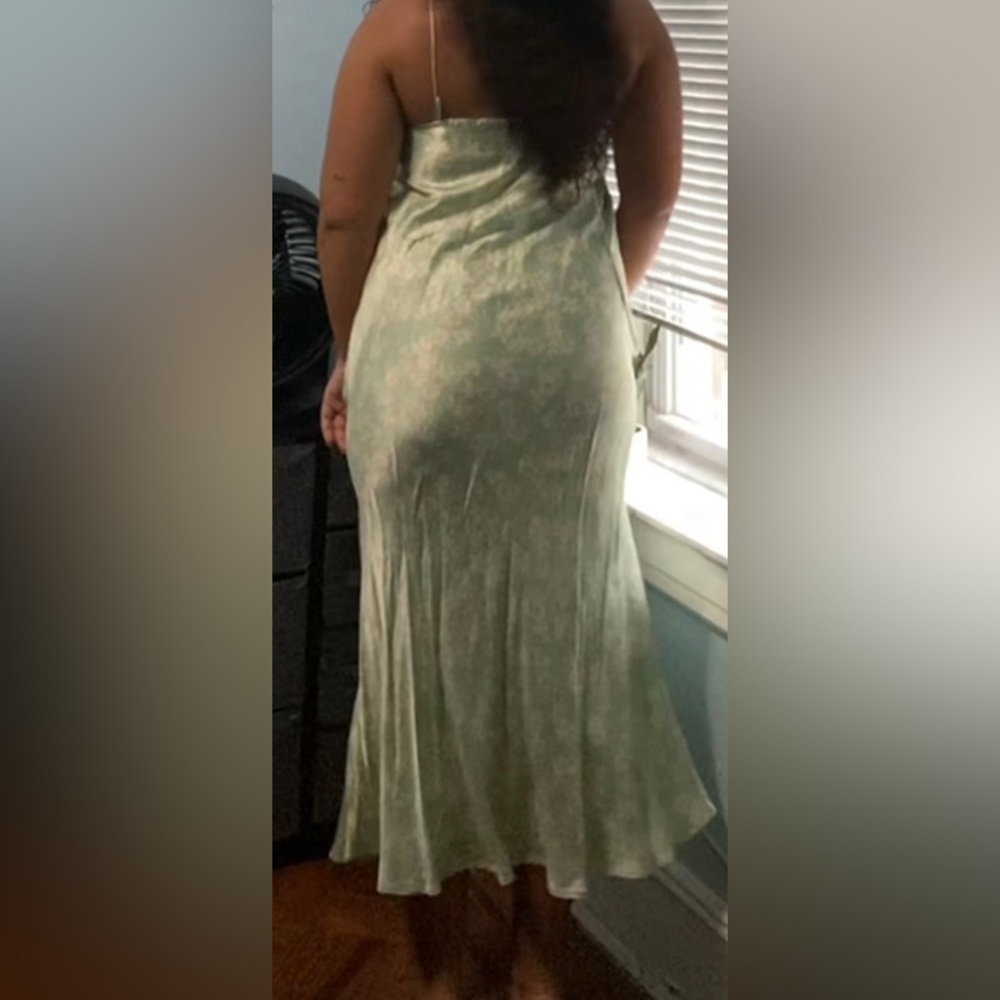 Zara white Flower green slip dress